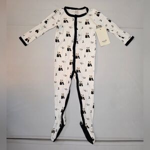 NWT Kyte Baby Footie in Black and White Zen (Panda) Snap Closures 18-24 months